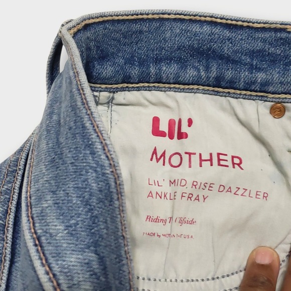 MOTHER Lil Mid-Rise Dazzler Ankle Fray Jean Riding The Cliffside Sz 24 - Picture 4 of 11